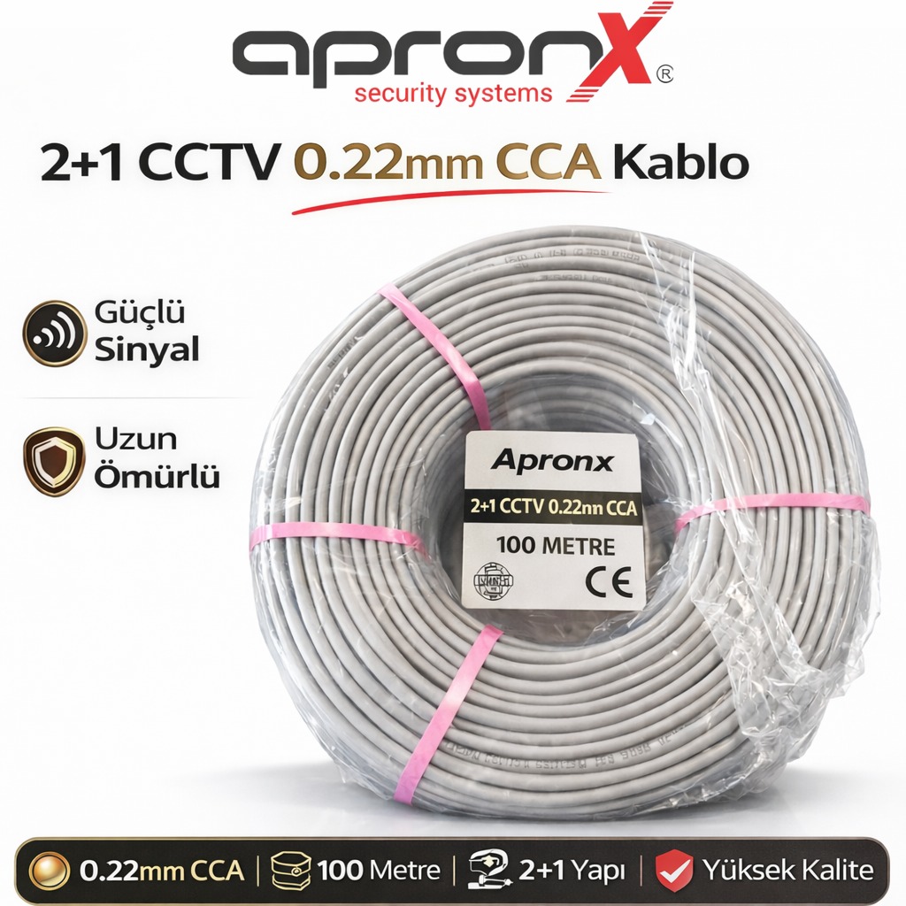 apronx 2+1 High Class 100m 0,22mm Cctv Kablo