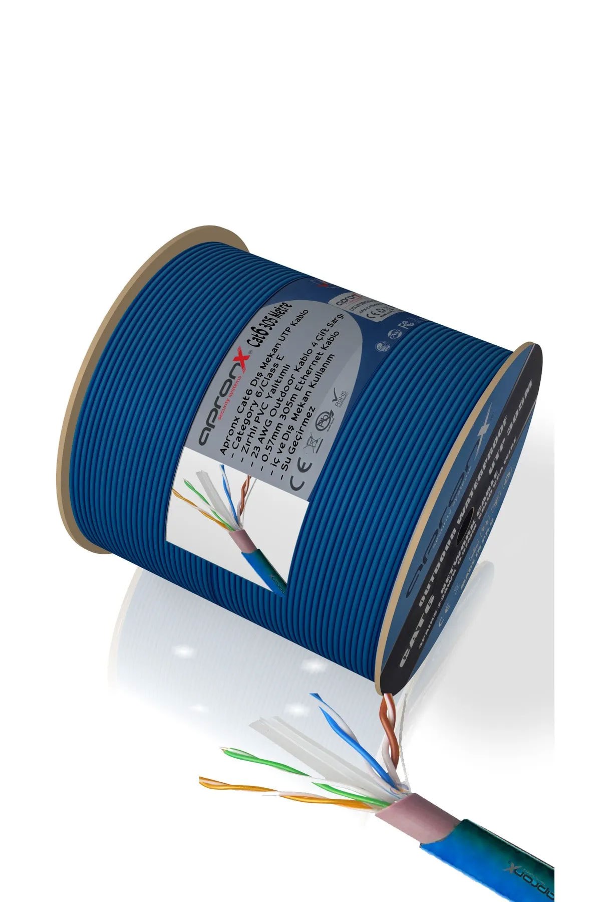 APRONX CAT6 23AWG 305M OUTDOOR 0.57MM MAVI UTP KABLO