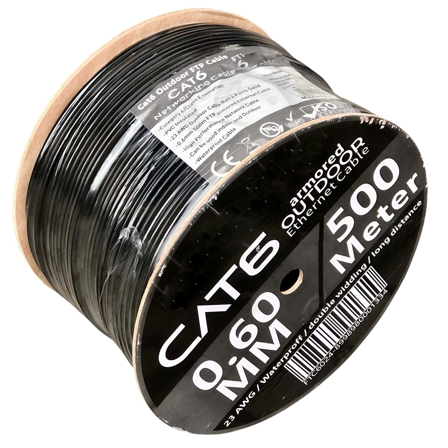 CAT6 23AWG 500M OUTDOOR 0.60MM SIYAH FTP KABLO